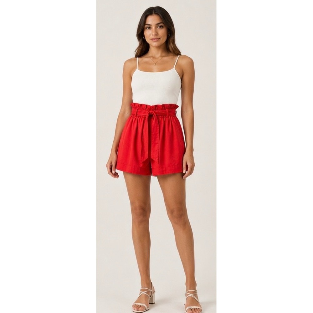 Crosby by Mollie Burch Tomato Red Paperbag Waist Tie‎ Belt Shorts Small